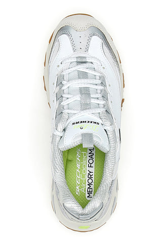 Beli čevlji z iridescentnimi vstavki in Memory Foam Skechers D'Lites Dazzling Shine
