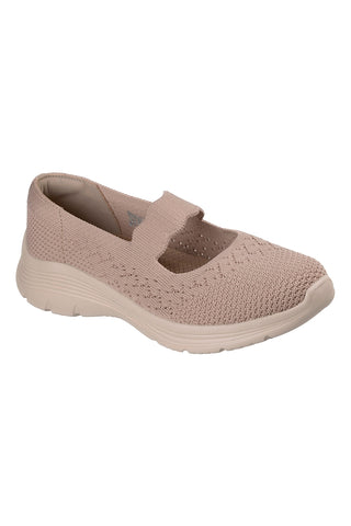 Skechers BEDFORD CHEERFUL GLOW pleteni čevlji v sivem odtenku