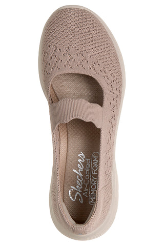 Skechers BEDFORD CHEERFUL GLOW pleteni čevlji v sivem odtenku