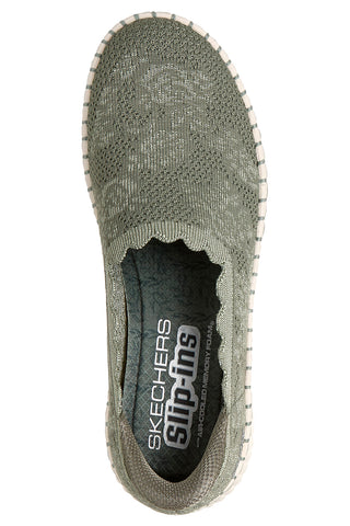 Olivno zeleni copati iz perforirane pletenine Skechers WILSHIRE BLVD TRUE CHARM