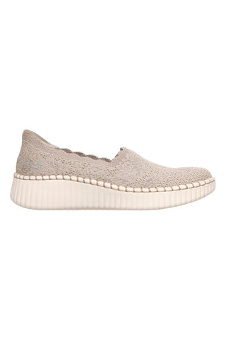 Skechers WILSHIRE BLVD TRUE CHARM perforirane pletene hlačke v sivkasti barvi