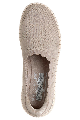 Skechers WILSHIRE BLVD TRUE CHARM perforirane pletene hlačke v sivkasti barvi