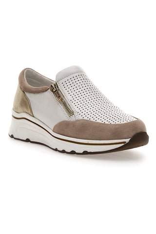 Beige White usnjene superge Prima riga 24564GLAM