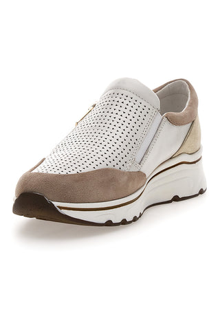 Beige White usnjene superge Prima riga 24564GLAM