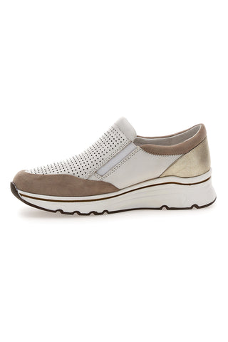 Beige White usnjene superge Prima riga 24564GLAM