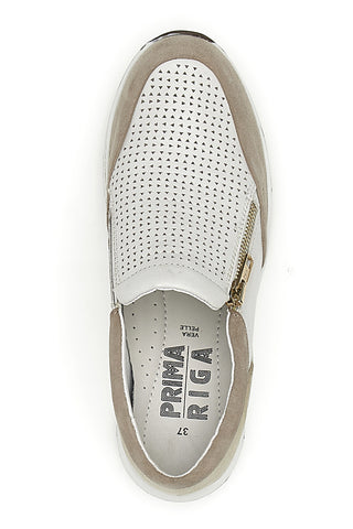 Beige White usnjene superge Prima riga 24564GLAM