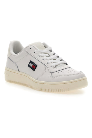 Tommy jeans TJw Basket style bele usnjene športne copate
