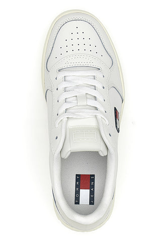 Tommy jeans TJw Basket style bele usnjene športne copate