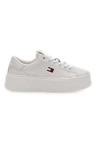 Beli ploščati podplat Tommy jeans Tjw Script Cupsole Superge