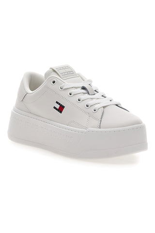Beli ploščati podplat Tommy jeans Tjw Script Cupsole Superge
