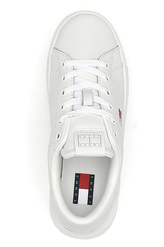 Beli ploščati podplat Tommy jeans Tjw Script Cupsole Superge
