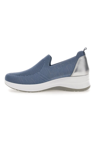 Modri mokasini Slip on iz tehnične tkanine s klinom Inblu 66IC