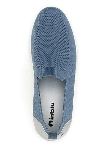 Modri mokasini Slip on iz tehnične tkanine s klinom Inblu 66IC
