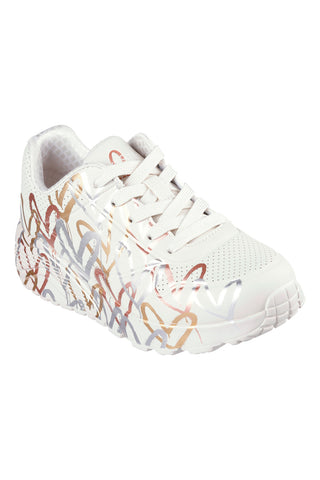Sneakers beige lavabili in lavatrice Skechers Uno Lite Metallic Love