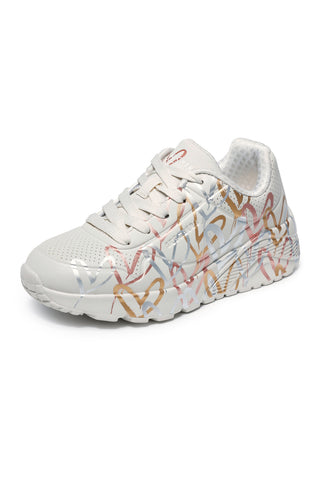 Sneakers beige lavabili in lavatrice Skechers Uno Lite Metallic Love