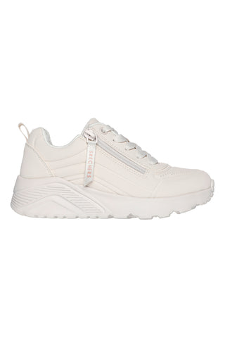 Bež superge z zadrgo na strani, ki jih je mogoče prati v pralnem stroju: Skechers Uno Lite Easy Zip