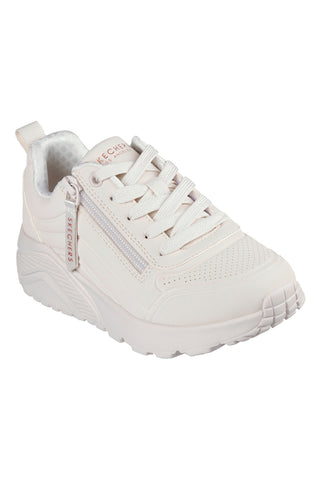 Bež superge z zadrgo na strani, ki jih je mogoče prati v pralnem stroju: Skechers Uno Lite Easy Zip