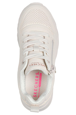 Bež superge z zadrgo na strani, ki jih je mogoče prati v pralnem stroju: Skechers Uno Lite Easy Zip