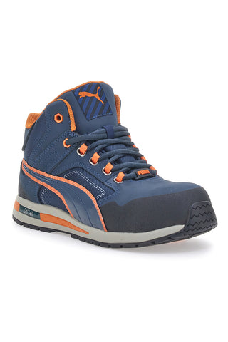 Modri in oranžni varnostni čevlji S3 Puma Safety Crosstwist Mid