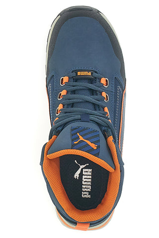 Modri in oranžni varnostni čevlji S3 Puma Safety Crosstwist Mid