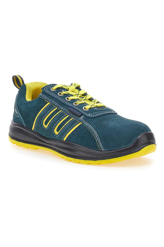 Scarpe antinfortunistiche blu con inserti gialli in pelle Blue Star BS 80