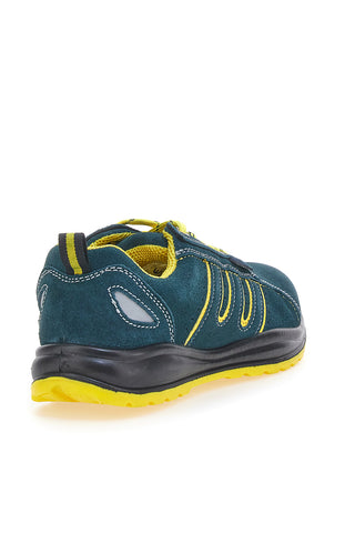 Scarpe antinfortunistiche blu con inserti gialli in pelle Blue Star BS 80