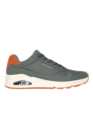 Olive zeleni superge z blaženim podplatom Air-Cooled Memory Foam Skechers Uno Suited On Air