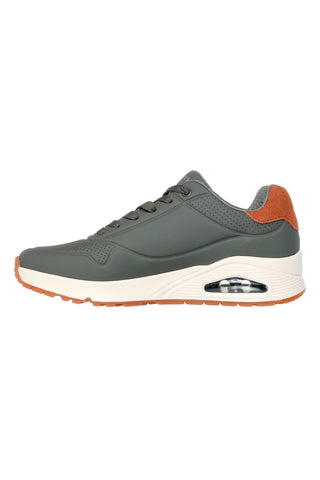 Olive zeleni superge z blaženim podplatom Air-Cooled Memory Foam Skechers Uno Suited On Air