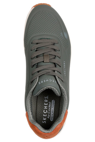 Olive zeleni superge z blaženim podplatom Air-Cooled Memory Foam Skechers Uno Suited On Air