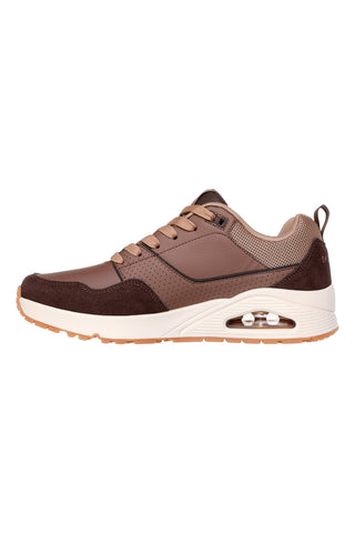 Rjavi športni copati iz usnja in semiša z zračno blazino Skechers Uno Retro One