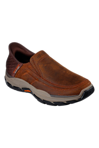 Rjavi usnjeni mokasini z Goodyear podplatom Skechers Respected Elgin