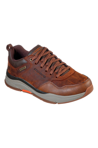 Rjava nepremočljiva usnjena obutev Skechers BENAGO HOMBRE