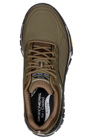Olive zeleni vodoodporni čevlji za prosti čas Skechers Arch Fit Road Walker-Recon