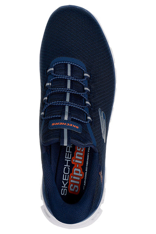 Modri navijski slip-on superge z Glide-Step in spominsko peno Skechers Glide-Step Noxus
