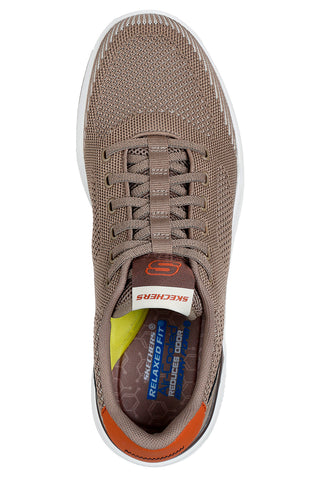 Taupe pletene superge z zračno hlajeno spominsko peno Skechers Corliss Dorset