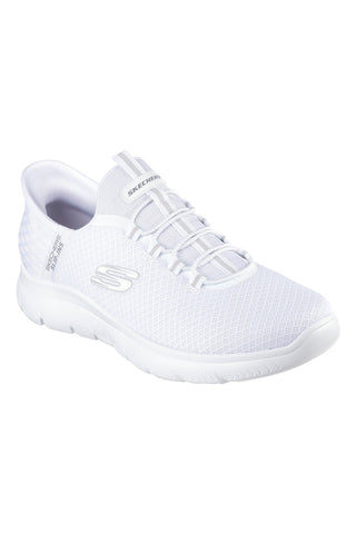 Bele slip-on superge iz mrežastega materiala z Air Cooled Memory Foam Skechers Summits High Range