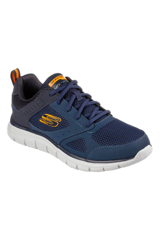 Modre mrežaste športne copate Skechers Track Syntac z vezalkami
