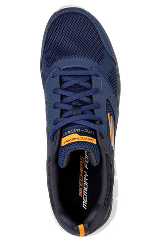Modre mrežaste športne copate Skechers Track Syntac z vezalkami