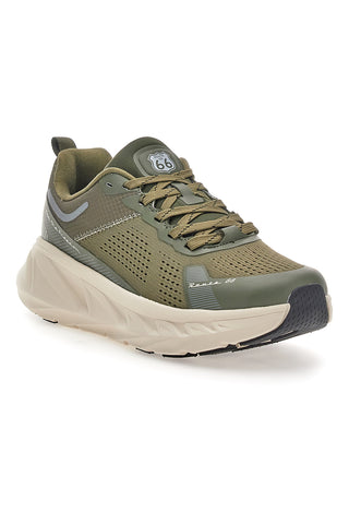 Scarpe da ginnastica verde militare con suola beige Route 66 RO51811D