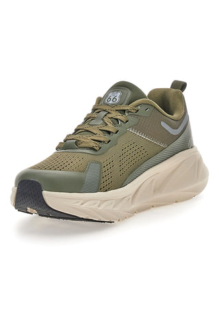 Scarpe da ginnastica verde militare con suola beige Route 66 RO51811D
