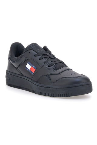 Črne retro košarkarske usnjene superge Tommy jeans