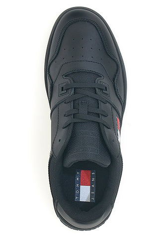 Črne retro košarkarske usnjene superge Tommy jeans