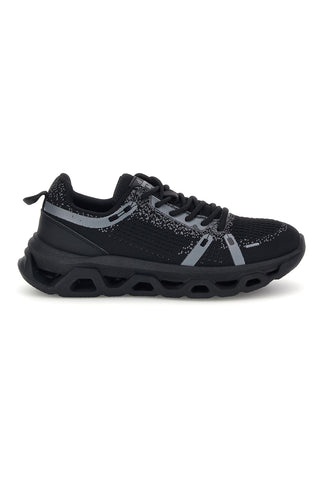 Sneakers Nere in Tessuto con Dettagli Grigi 2t2l B009