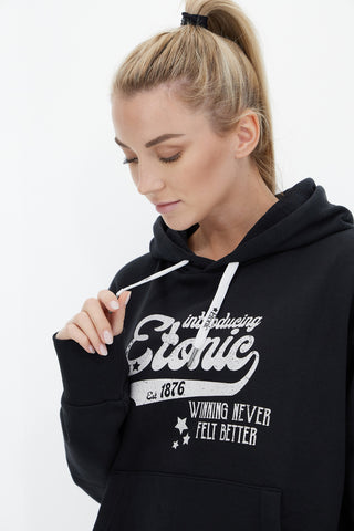 Črna oversize majica Etonic W2004 z žepom na sprednji strani