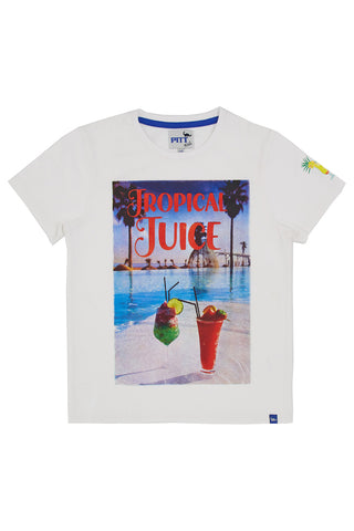 Pitt Kids B1021 Bela majica s potiskom Tropical Juice