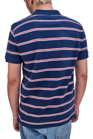 Modra polo majica z kratkimi rokavi in črtami US Golf Club 1351