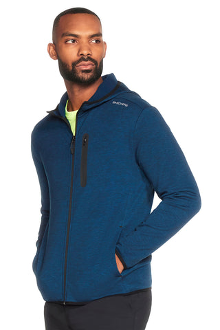 Modra majica brez kapuce in zadrgo po sredini SKECHERS Skech Cloud Thermal Full Zip Hoodie
