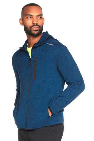Modra majica brez kapuce in zadrgo po sredini SKECHERS Skech Cloud Thermal Full Zip Hoodie