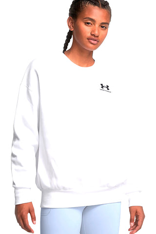 Bela majica z okroglim izrezom brez kapuce Under Armour Essential Fleece