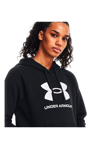 Črna majica z okroglim izrezom in kapuco Under Armour Rival Fleece Big Logo